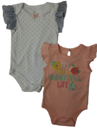 Infant Girls Beautiful Life Floral Polka Dot Single Bodysuit 2-PC Outfit