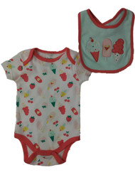 Infant Girls White Sweet Treat Ice Cream Bib & Bodysuit 2-PC Outfit
