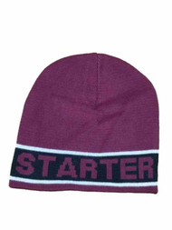 Men's Maroon With Black Stripe Winter Beanie Stocking Cap Hat