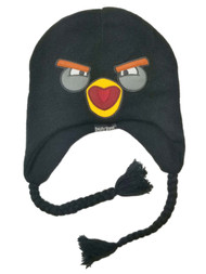 Men's Black Angry Birds Bomb Reversible Trapper Beanie Stocking Cap Hat