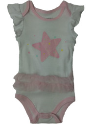 Infant Girls Single Pink White Star Ruffle Romper Glitter Baby Bodysuit
