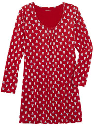 Womens Red Teddy Bear Print Nightgown Night Gown Sleep Shirt