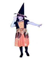 Girls October Witch Child Halloween Costume Orange and Black Witch