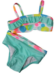 Infant Girls Neon Rainbow Polka Dot Ruffled 2-Piece Swimming Suit