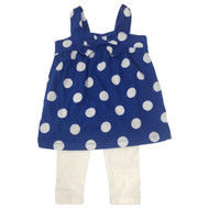 Carters Infant & Toddler Girls Baby Blue Polka Dot Shirt & White Leggings