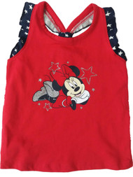 Infant Girls Disney Minnie Mouse USA Patriotic Glitter Star Tee Shirt