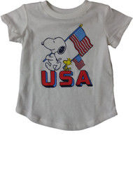 Infant Girls Peanuts Snoopy Dog & Woodstock USA Patriotic Flag Tee Shirt