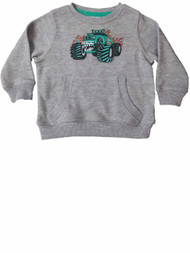 Infant Boys Gray Flaming Monster Truck Car Pull Over Sweatshirt