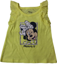 Infant & Toddler Girls Disney Minnie Mouse Yellow Glitter Ruffle Tee Shirt