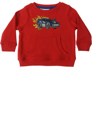 Infant & Toddler Boys Red Flaming Blue Hot Rod Derby Car Pull Over SweatSHIRT
