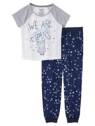 Girls Blue Owl Pajamas Lightweight We Are All Made of Stars Sleep Set