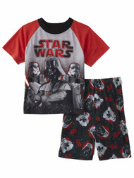 Boys Gray & Red Star Wars Pajamas Darth Vader Shirt & Shorts Sleep Set