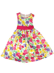 American Princess Girls Pink Yellow & Purple Floral Party Dress Flower Girl