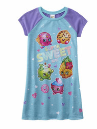 Girls Shopkins Pajamas Super Sweet Blue Purple Donut Cupcake Sleep Dress