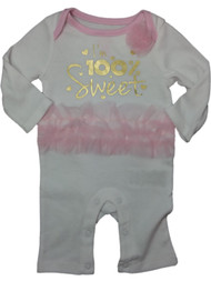 Infant Baby Girls 100% Sweet Pink & White Ruffle Coverall Outfit