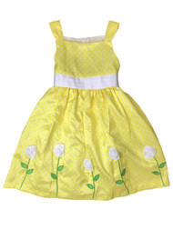 American Princess Girls Yellow Polka Dot Floral Rose Party Dress Flower Girl