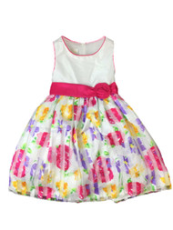 American Princess Girls Pink & Purple Stripe Rose Party Dress Flower Girl