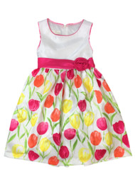 American Princess Girls Pink Orange Floral Tulip Party Dress Flower Girl