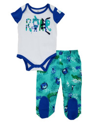 Infant Boys 2-Piece Baby Jungle Animals Roar Bodysuit & Footed Pants Set