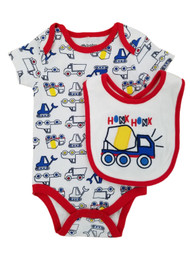 Infant Boys Honk Honk Construction Vehicles Bodysuit & Bib Set