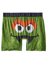 Sesame Street Mens Silky Green Oscar The Grouch Boxer Briefs Boxers