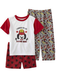 Infant & Toddler Boys Red & Gray Firefighter Dog Pajamas 3 Piece Sleep Set