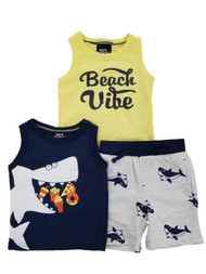 Infant & Toddler Boys 3-Piece Beach Vibe Sharks Tank Tops & Shorts Set
