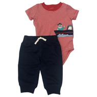 Carters Infant Boys Red Walrus Pirate Baby Outfit Bodysuit & Jogger Pants