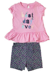 Infant & Toddler Girls Baby Best Day Ever Pink Bird Shirt Flower Short Outfit