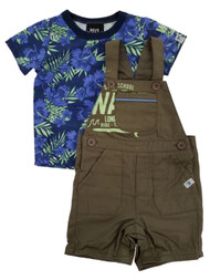 Infant Boys 2-Piece Tropical Floral T-Shirt & Surfing Shortall Overalls Set