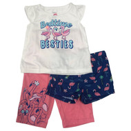 Carters Infant Girls Bedtime Besties Pajamas Pink Flamingo Glitter Sleep Set