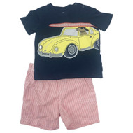 Carters Infant & Toddler Boys Car Shirt & Striped Shorts Surf Dog Baby Outfit