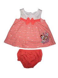 Nickelodeon Infant Girls Coral Striped Paw Patrol Sundress Bows Baby Dress