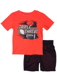 Infant & Toddler Boys Triple Threat Outfit Football Basketball Shirt & Shorts