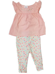 Infant Girls Baby Pink Triangle Top & Matching Leggings Pants Outfit Set
