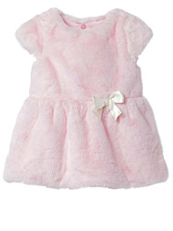 Infant Girls Pink Faux Fur Holiday Christmas Baby Dress With Bow