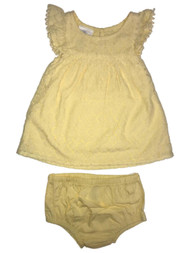 Infant Girls Yellow Sleeveless Lace Summer Baby Dress & Diaper Cover Set