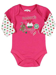 Infant Girls Pink "Daddy's Little Sweetie" Creeper Christmas Holiday Bodysuit