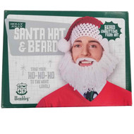 Men's Santa Christmas Holiday Costume Hat Stocking Cap Santa Beard Box Set