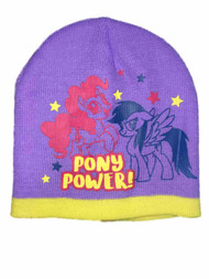 My Little Pony Girls Purple & Yellow Stripe Pony Power Knit Beanie Stocking Hat