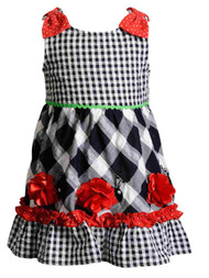 Infant Girls Red White & Blue Patriotic Party & Summer Ladybug Flower Dress