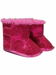 Toddler Infant Girls Pink Glitter Faux Fur Ankle Boots Dress Crib Shoes