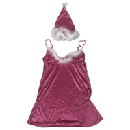 Womens Pink Santa Baby Fur Chemise Nightie Nightgown Night Gown Lingerie Teddy