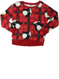 Junior Womens Red Fleece Santa Penguin Sweat Shirt Holiday Sweater Sweatshirt