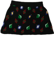 Womens Knit Christmas Tree Ornament Print Holiday Christmas Dress Skirt