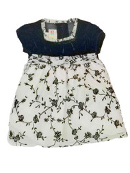 Infant Baby Girls Black Velvet White Tulle Rose Christmas Holiday Party Dress