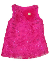 Infant Baby Pink Tulle Lace Rose Print Christmas Holiday Party Dress
