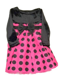 Infant Toddler Girls Pink Polka Dot Black Christmas Holiday Party Dress 24M