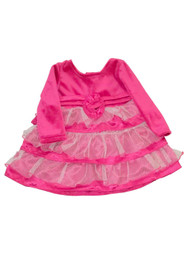 Infant Toddler Girls Pink Velvet Christmas Holiday Party Dress Ruffle Tulle