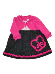 Infant Toddler Girls Pink Polka Dot Butterfly Christmas Holiday Party Dress